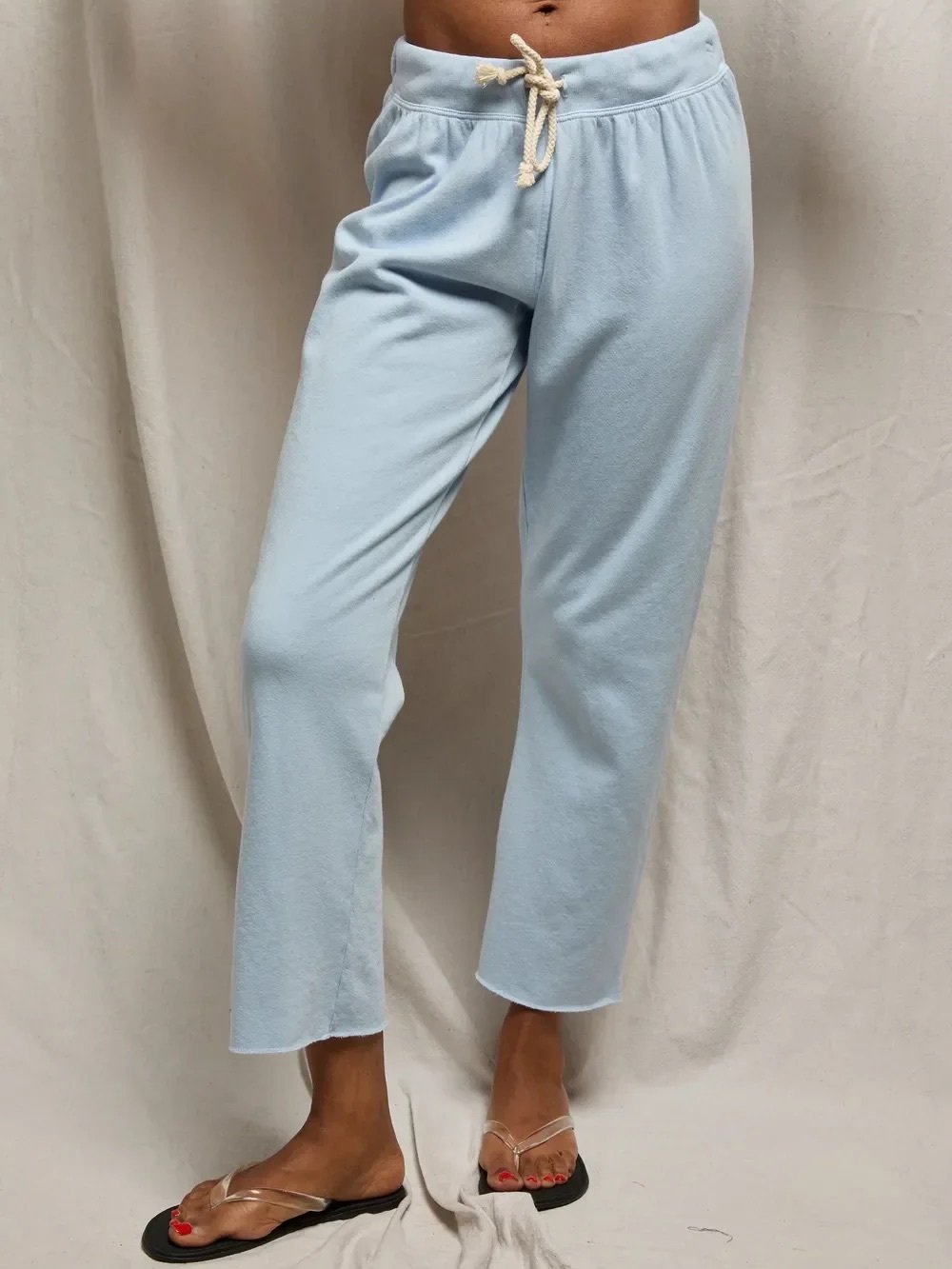 Perfect White Tee Jamaica Beach Fleece Capri Pant in Powder Blue